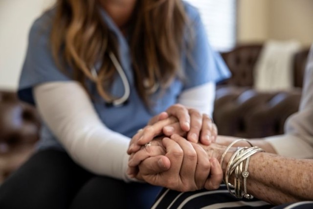 Home healthcare senior woman