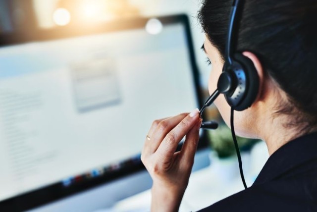 Customer support woman on phone