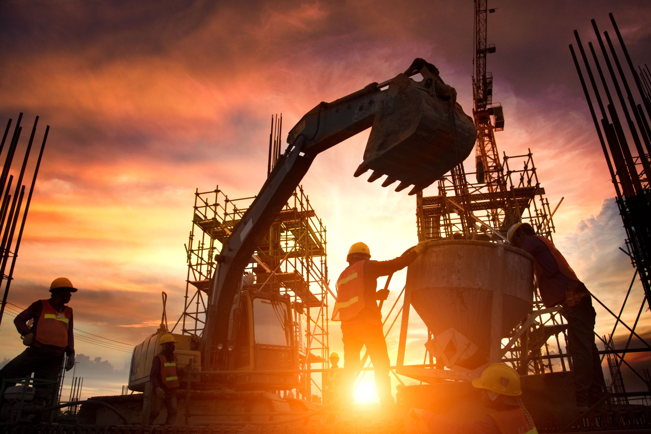 sunset construction workers