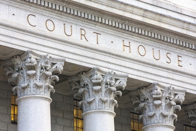 Facade of courthouse with columns